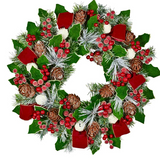 For a door or wall space, beautifully finished in holly, ivy, baubles and ribbon, this wreath from our Festive Holly collection is a stunner. 56cmWide x 13cmDeep, Fabric, plastic, natural fibres