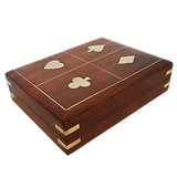 Rose Wood And Brass Inlaid  Two Pack Playing Card Box