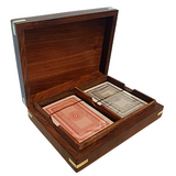 Rose Wood And Brass Inlaid  Two Pack Playing Card Box