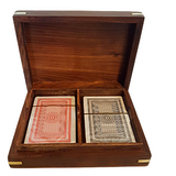 Rose Wood And Brass Inlaid  Two Pack Playing Card Box